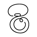 A loose, continuous-line sketch of the ampersand symbol (&) formed from two rounded loops stacked vertically.