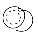 Simple line drawing of two overlapping circles with a dashed inner ring — abstract target or focus symbol.