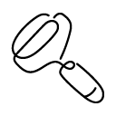 Magnifying glass tilted to the right
